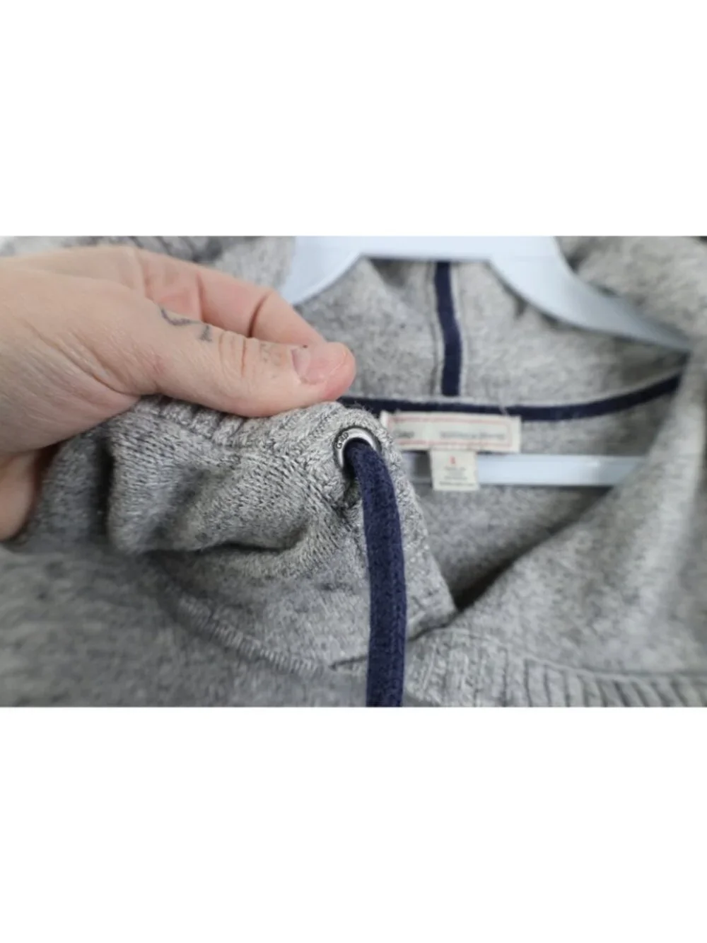 Vintage Y2K Gap Mens Large Blank Cotton Jersey Knit Hoodie Sweater Heather Gray - Picture 6 of 11